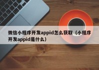 微信小程序开发appid怎么获取（小程序开发appid是什么）